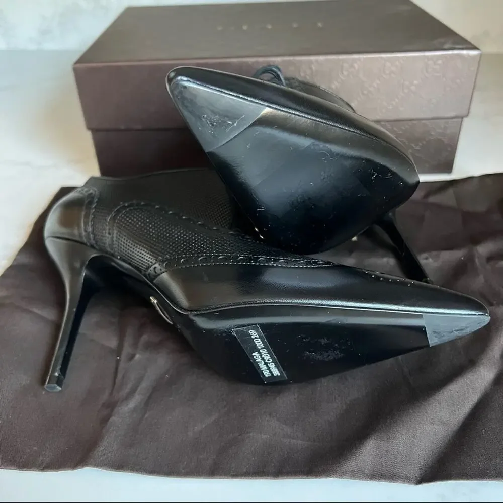 New Gucci Malaga Black Ankle Bootie Pointed Toe Womens size 38 1/2 (EU)